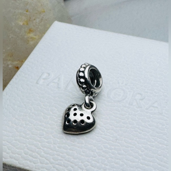 Authentic Retired Pandora Red Pave Sparkling Heart Dangle Charm S925 Ale - Picture 13 of 13